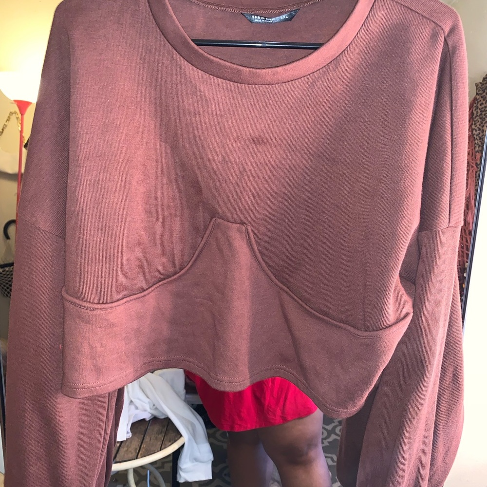 Cropped brown sweater/shirt